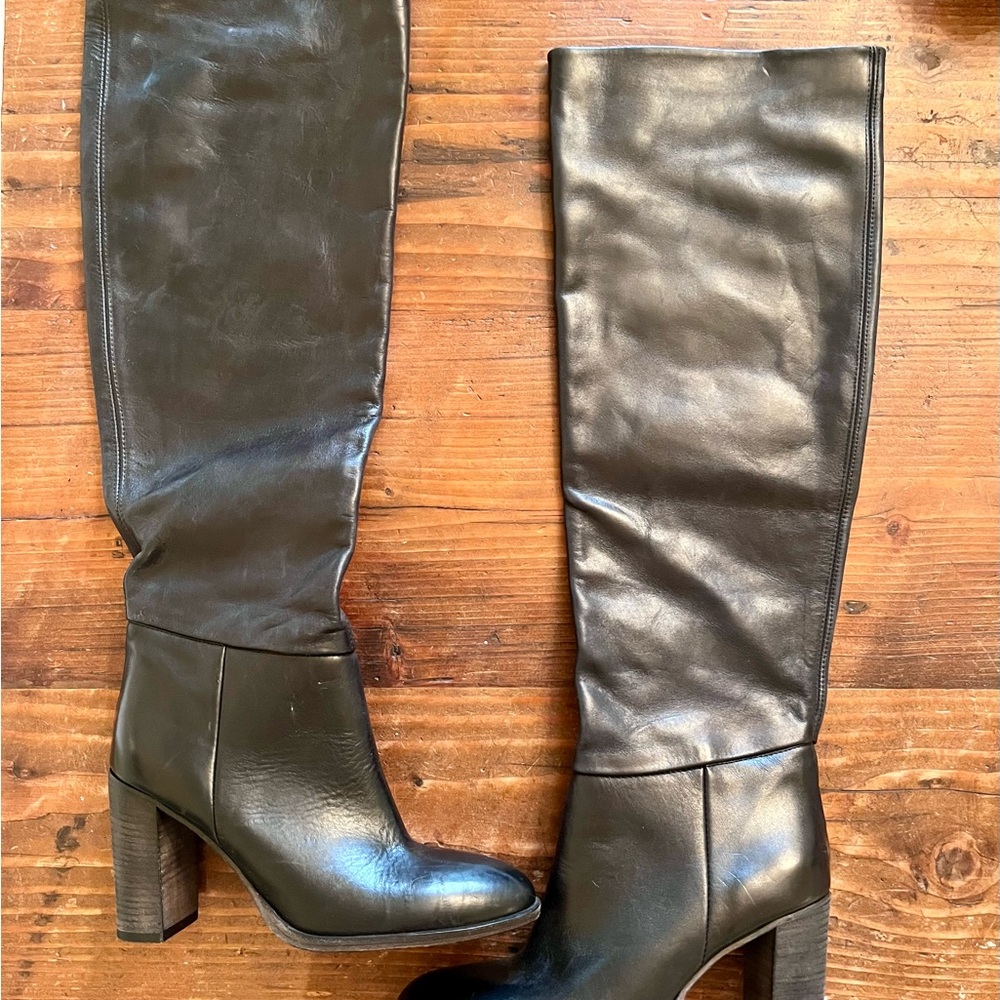 Free People Black Leather Heeled Boots